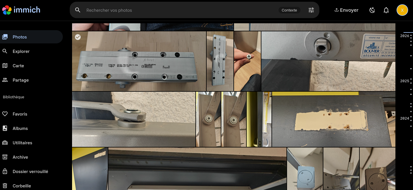 Interface d&rsquo;Immich